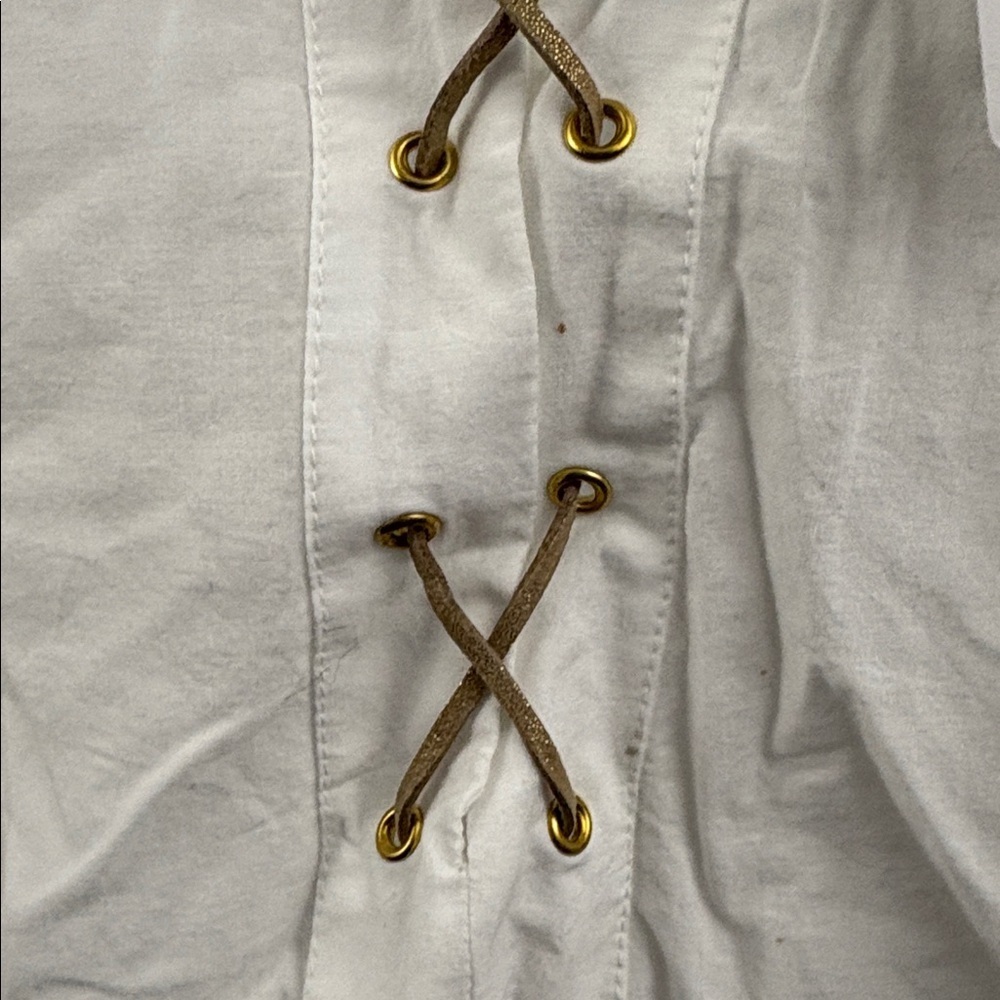 Chico’s Peasant Top 3/4 Sleeves Optic White Blouse Top Lace Up Tunic Women’s New - Picture 8 of 13